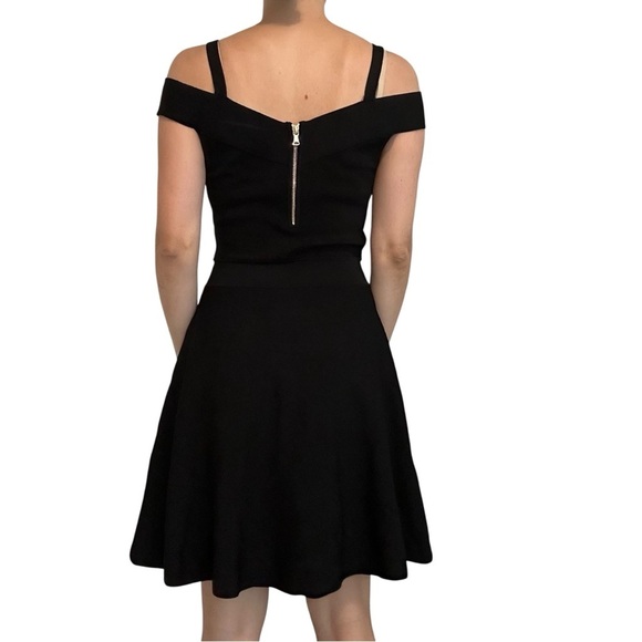 Milly Mini Dress Black Fit and Flare Off Shoulder Cocktail Party Size Small - Picture 2 of 7